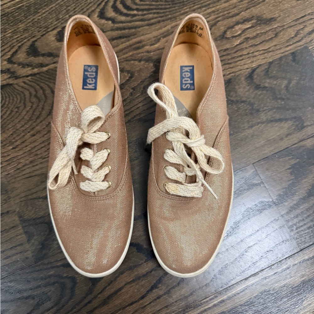 Keds Tan Canvas Sneakers with Low-Top Design